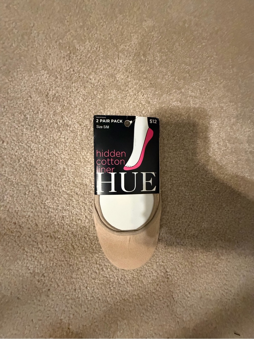 NWT HUE Hidden Cotton Liner No-Show Socks 2-Pair Pack - Size S/M